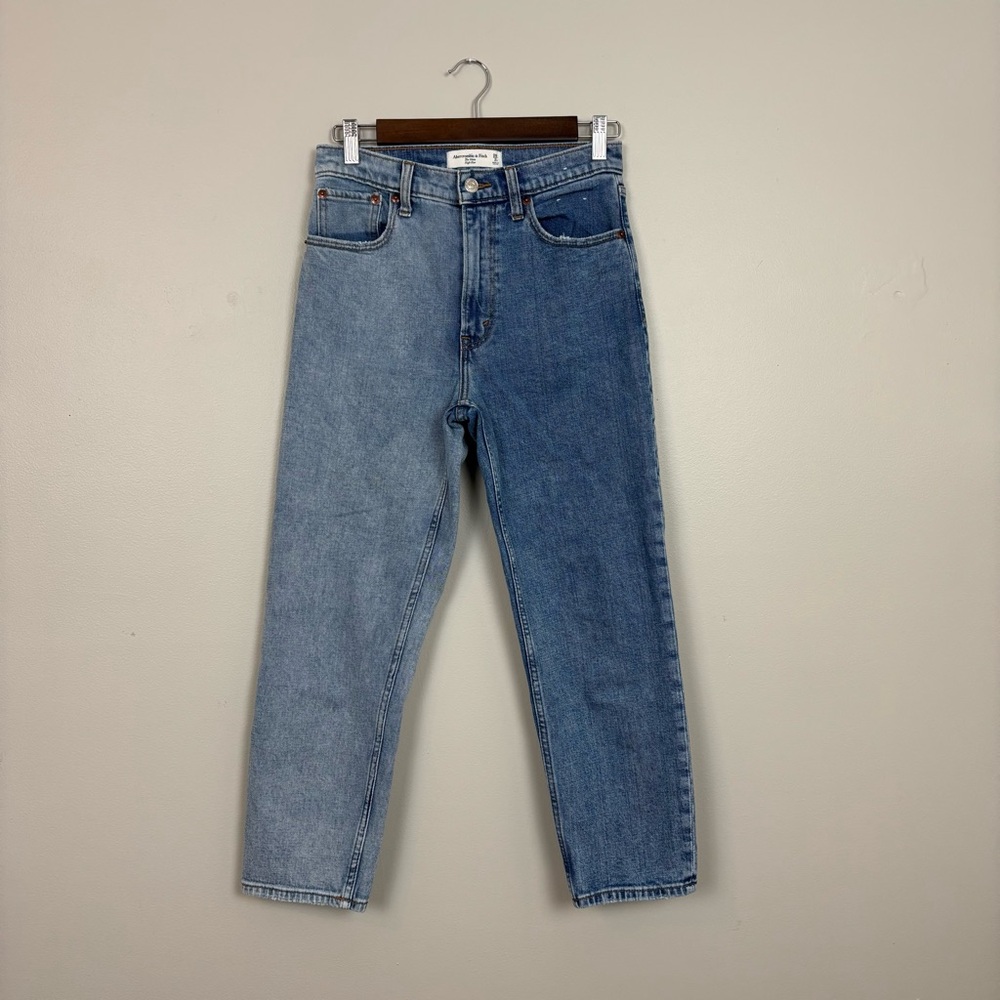Abercrombie & Fitch Jeans Womens 26/2s Blue The Mom High Rise Two Tone Denim